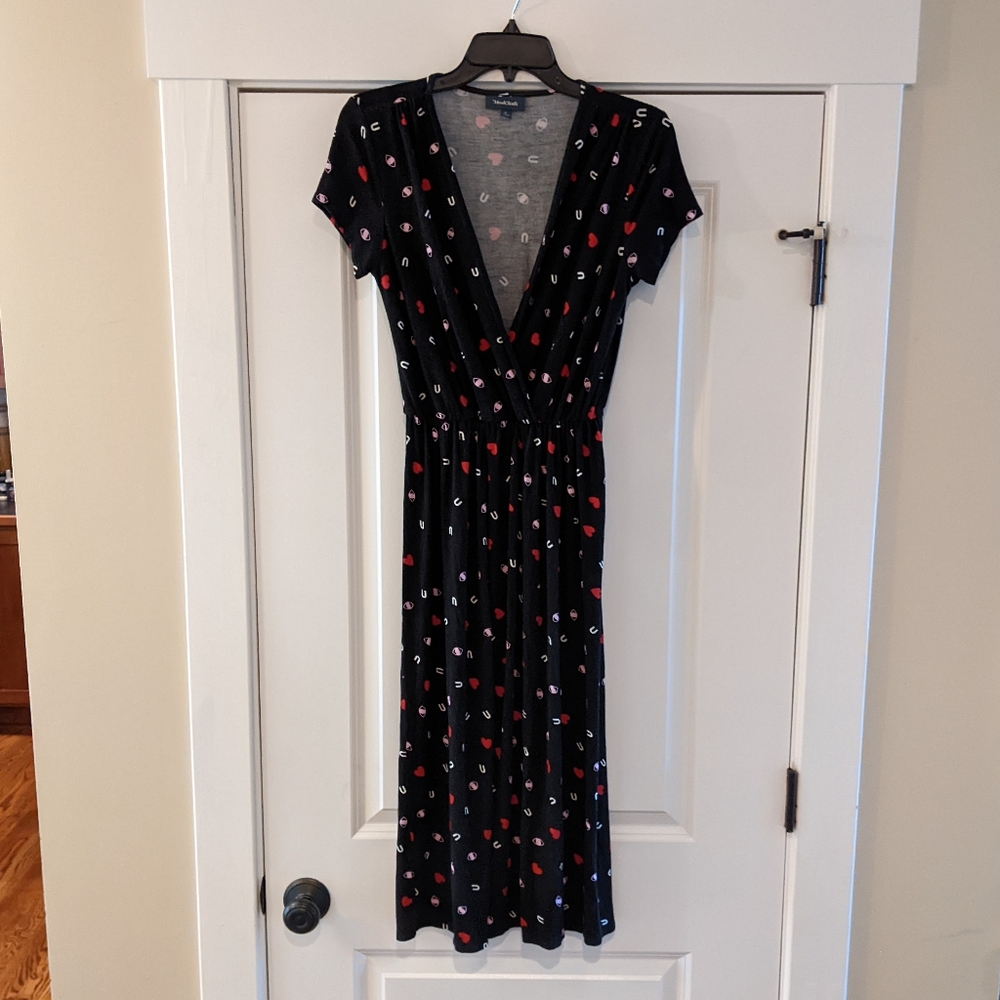 Modcloth Eye Heart U All Over Print Stretchy Dress, Size S